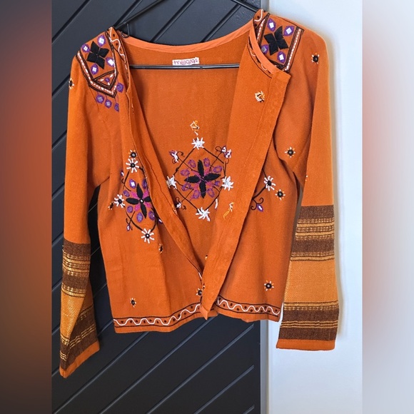 Boho jacket. Open jacket, no buttons. Embroidered, mirror work. Size S. - Picture 3 of 5